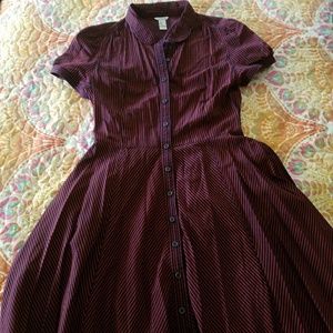 red and navy striped dress